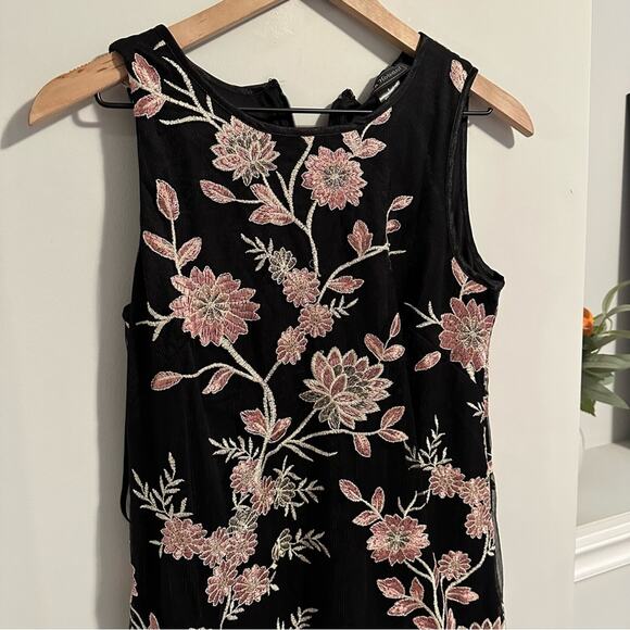 Jessica Howard Black Pink Gold Floral Embroidered Mini Dress 6 - Picture 10 of 10